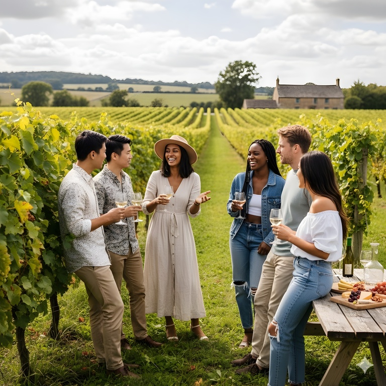 Guests laughing at golden hour