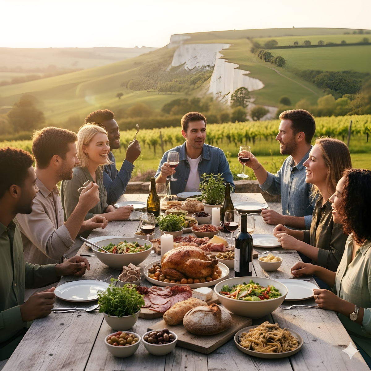 Candid dinner in a design-led space